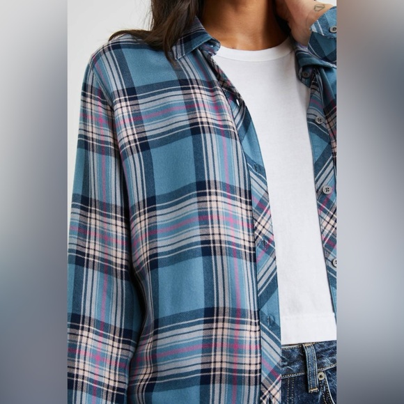 NWOT Rails Hunter Shirt In Blue Jasper Blush Size S $178 - Picture 8 of 10